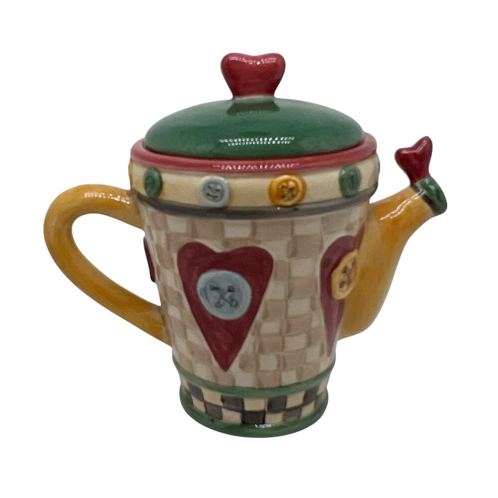 Vintage Sakura China Buttons and Hearts Hand Painted Mini Teapot
